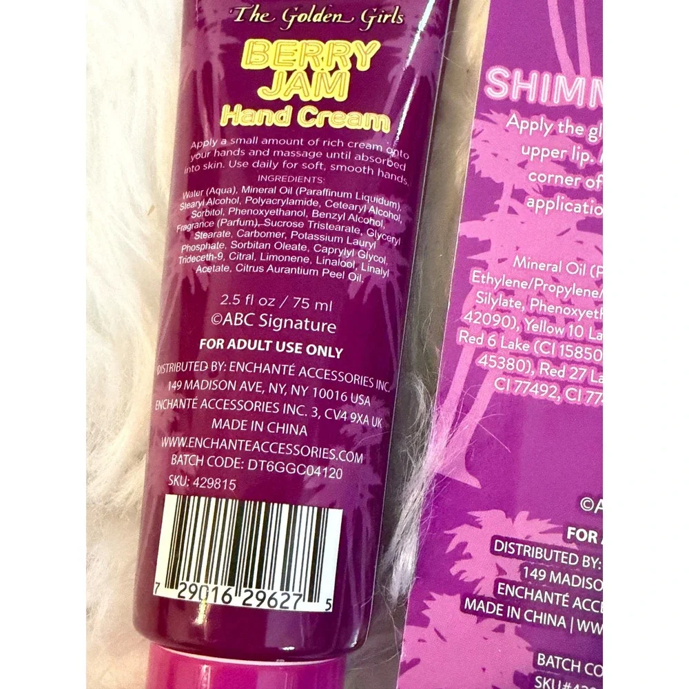 The Golden Girls Berry Jam Hand Cream & Paradise Pink Shimmer Lip Gloss Set